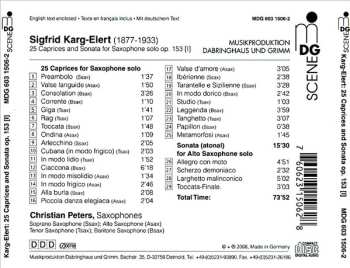 CD Sigfrid Karg-Elert: 25 Caprices And Sonata For Saxophone Solo Op. 153 [I]