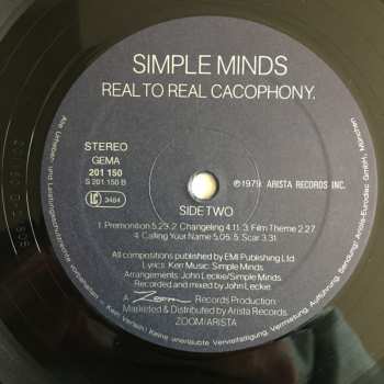 LP Simple Minds: Real To Real Cacophony