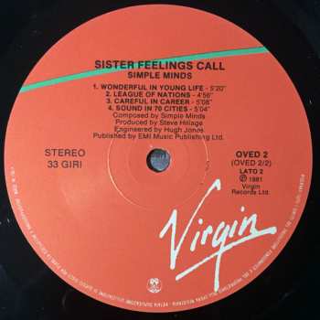 LP Simple Minds: Sister Feelings Call
