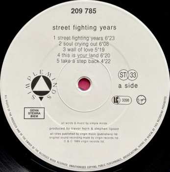 LP Simple Minds: Street Fighting Years