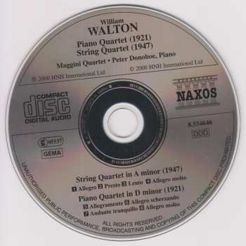 CD Sir William Walton: Piano Quartet (1921) - String Quartet (1947)