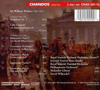 2CD Sir William Walton: Symphony No. 1 · Cello Concerto · Belshazzar's Feast · Coronation Te Deum · Crown Imperial · Anniversary Fanfare · Orb And Sceptre
