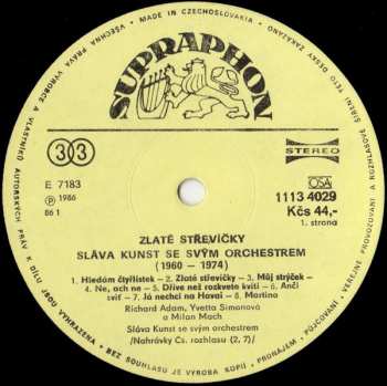 LP Sláva Kunst Orchestra: Zlaté Střevičky