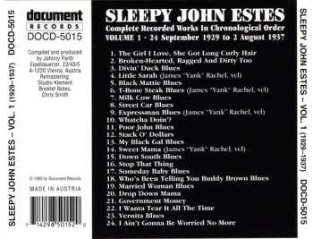 CD Sleepy John Estes: Complete Recorded Works In Chronological Order, Volume 1 -- 24 September 1929 To 2 August 1937