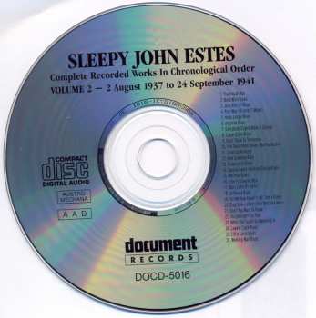 CD Sleepy John Estes: Complete Recorded Works In Chronological Order, Volume 2 (2 August 1937 To 24 September 1941)