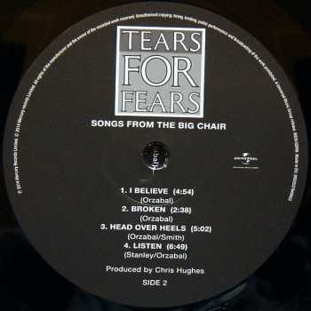 LP Tears For Fears: Songs From The Big Chair 