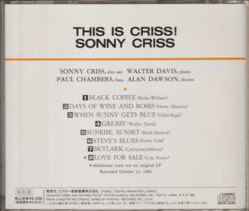 CD Sonny Criss: This Is Criss!