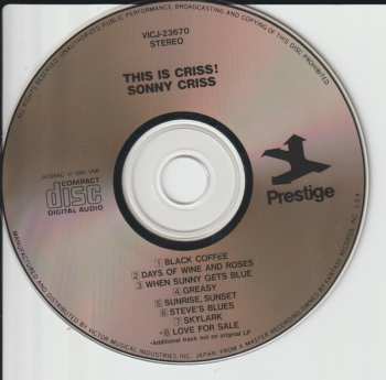 CD Sonny Criss: This Is Criss!