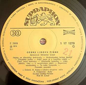 LP Soubor Čeňka Holase: České Lidové Písně