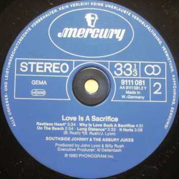 LP Southside Johnny & The Asbury Jukes: Love Is A Sacrifice