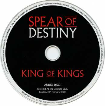 2CD/DVD Spear Of Destiny: King Of Kings