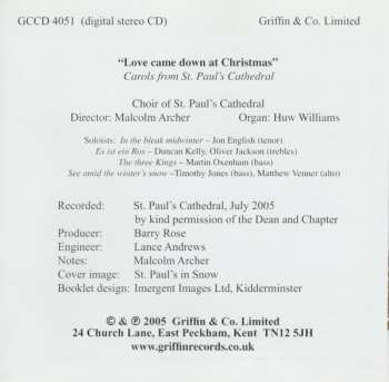 CD St. Paul's Cathedral Choir: Love Came Down At Christmas