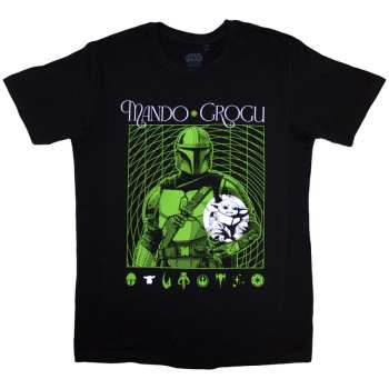 Merch Star Wars: Star Wars Unisex T-shirt: The Mandalorian Mando & Grogu Neon (medium) M