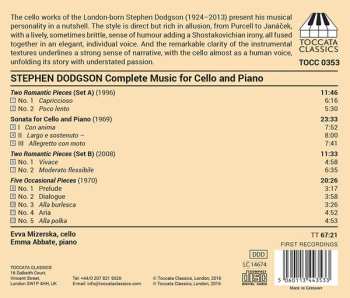 CD Stephen Dodgson: Chamber Music, Volume One: Complete Music For Cello And Piano