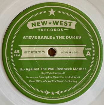 SP Steve Earle & The Dukes: Up Against The Wall Redneck Mother / Night Rider's Lament CLR