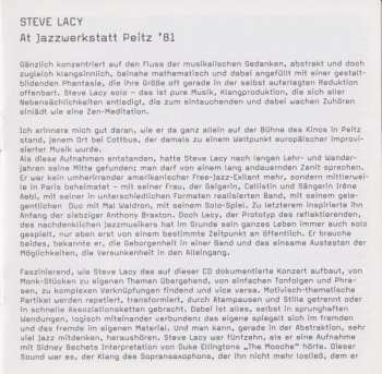 CD Steve Lacy: Live At Jazzwerkstatt Peitz