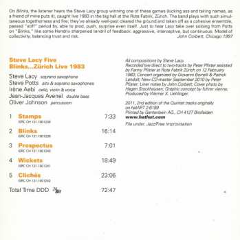 CD Steve Lacy Two, Five & Six: Blinks...Zürich Live 1983