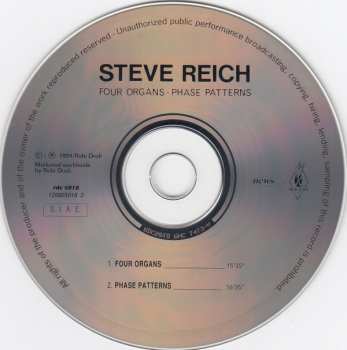 CD Steve Reich: Four Organs / Phase Patterns