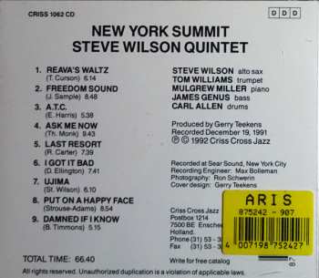 CD Steve Wilson Quintet: New York Summit