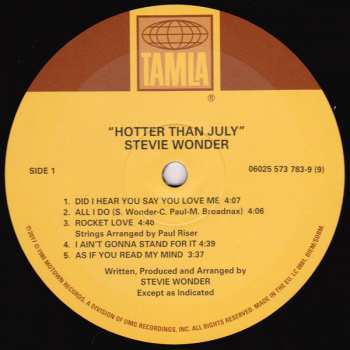LP Stevie Wonder: Hotter Than July