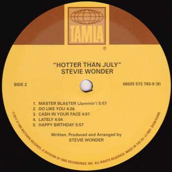 LP Stevie Wonder: Hotter Than July