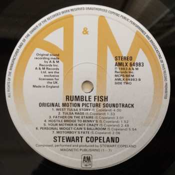 LP Stewart Copeland: Rumble Fish (Original Motion Picture Soundtrack)