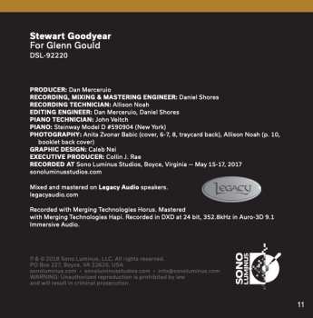 CD Stewart Goodyear: For Glenn Gould