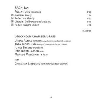 CD Stockholm Chamber Brass: Foliations