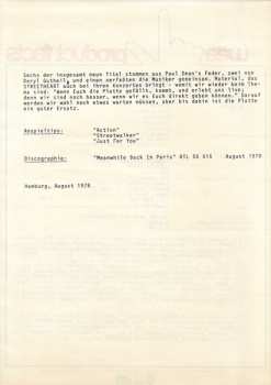 LP Streetheart: Meanwhile Back In Paris ...