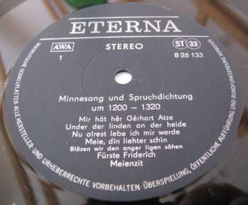 LP Studio der Frühen Musik: Minnesang Und Spruchdichtung Um 1200-1320