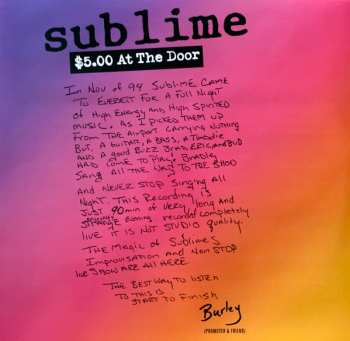 2LP Sublime: $5.00 At The Door CLR | LTD
