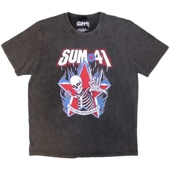 Merch Sum 41: Stone Wash T-shirt All Killer No Filler Skeleton
