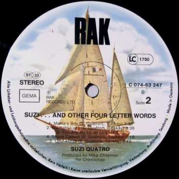 LP Suzi Quatro: Suzi... And Other Four Letter Words