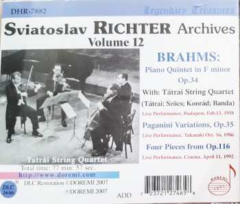 CD Johannes Brahms: Sviatoslav Richter Archives Vol. 12