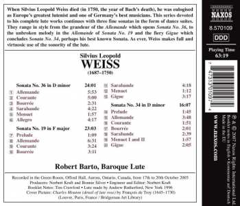 CD Sylvius Leopold Weiss: Lute Sonatas, Volume 8, Nos. 19, 34 and 36