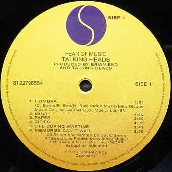 LP Talking Heads: Fear Of Music