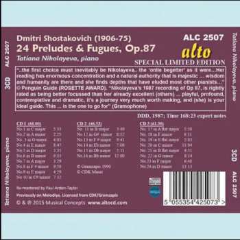 3CD Tatiana Nikolayeva: Dmitri Shostakovich (1906-75) 24 Preludes & Fugues, Op.87
