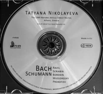 CD Tatiana Nikolayeva: The 1989 Herodes Atticus Odeon Recital, Athens, Greece