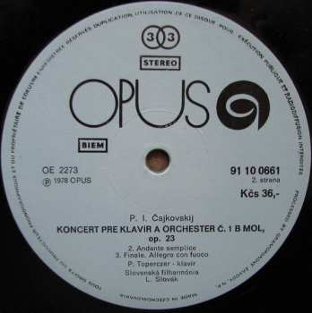 LP Pyotr Ilyich Tchaikovsky: Piano Concerto No. 1 In B Flat Minor Op. 23