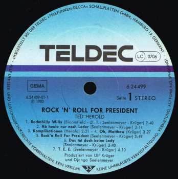 LP Ted Herold: Rock ’N’ Roll For President