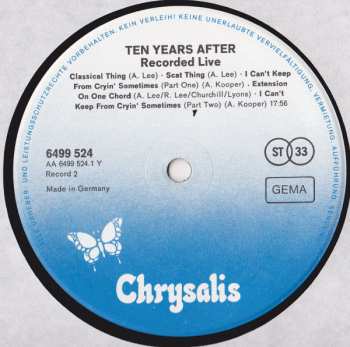 2LP Ten Years After: Recorded Live