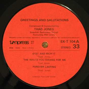 LP Thad Jones: Greetings And Salutations
