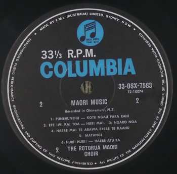 LP The 1956 Aotearoa Maori Entertainers: Maori Music