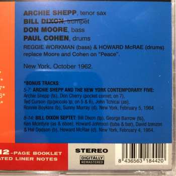 CD The Archie Shepp-Bill Dixon Quartet: Quartet LTD
