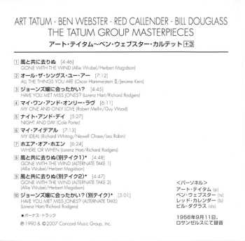 CD The Art Tatum - Ben Webster Quartet: The Tatum Group Masterpieces