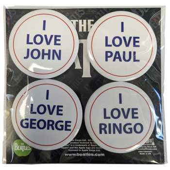 Merch The Beatles: Set Badges I Love 4 Pack Large