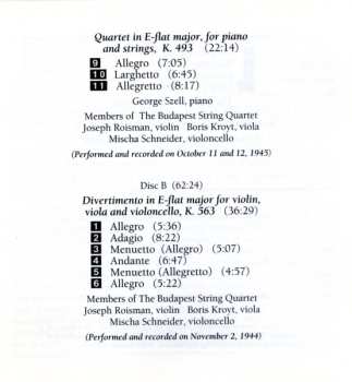 2CD Budapest String Quartet: The Library Of Congress Mozart Recordings (1940-1945)