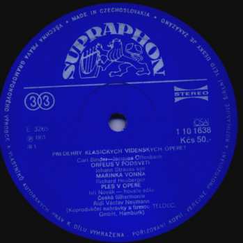 LP The Czech Philharmonic Orchestra: Předehry Klasických Vídeňských Operet