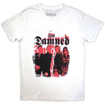 Merch The Damned: The Damned Unisex T-shirt: Repeat Logo Photo (white) (small) S