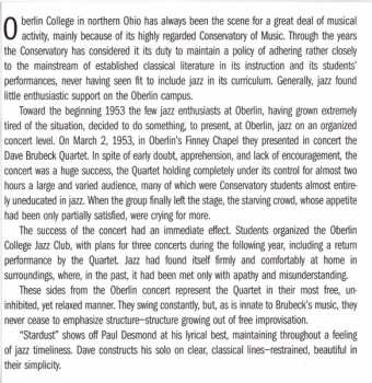 CD The Dave Brubeck Quartet: Jazz At Oberlin